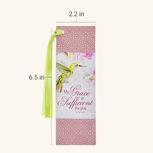 Image of Christian Art Gifts Faux Leather Scripture Bookmark: Grace is Sufficient