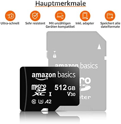 Amazon Basics MicroSDXC 512GB with SD Adapter A2 U3 Read Speed up to 100MB/s - Black - View 4