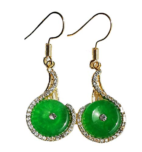 Boucle d'oreille en jade naturel, jade jaspe vert impérial Cover