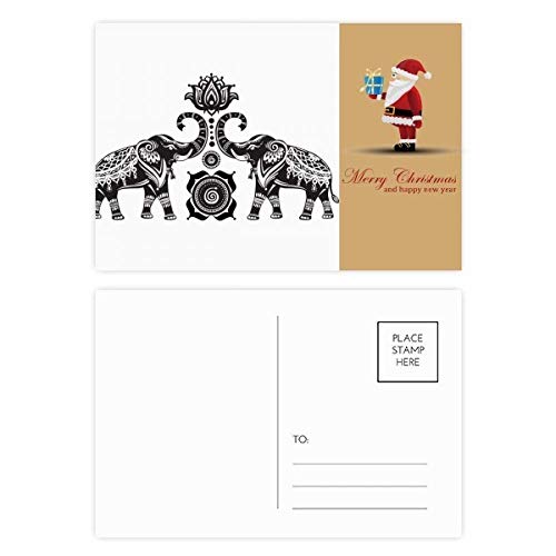 Cartes postales Happy Père Noël Paint Elephant Friend pour envoyer une attention chaleureuse