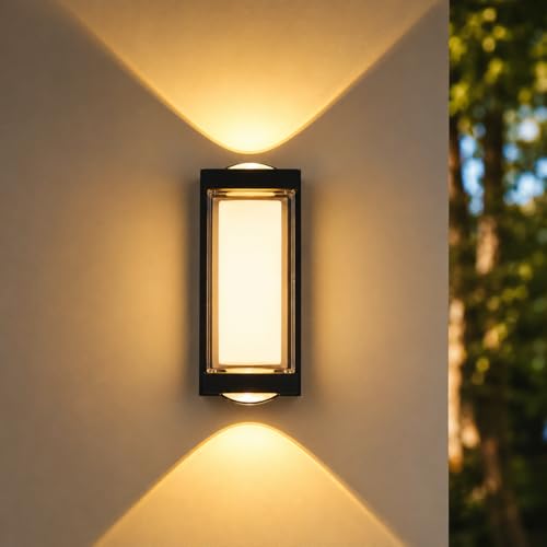 Image of FERA Waterproof Up Down Led Wall Lamp, Aluminium IP65 Body 3 Way, Warm White, Indoor /Outdoor Decorative Wall Sconce Light (3 Way Warm)
