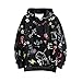 Herren Graffiti-Kapuzenpullover, bedruckt, modisch, lässig, Hip-Hop, lustiger Mantel - Schwarz - Large
