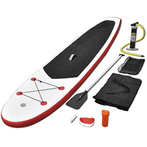 Festnight Tabla de Paddle Surf Juego de Surf Hinchable,Tablas Inflables,Rojo y Blanco