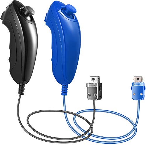 2 Pack iNNEXT Wii Nunchuck Controller Replacement for Wii Remote (Black & Blue)