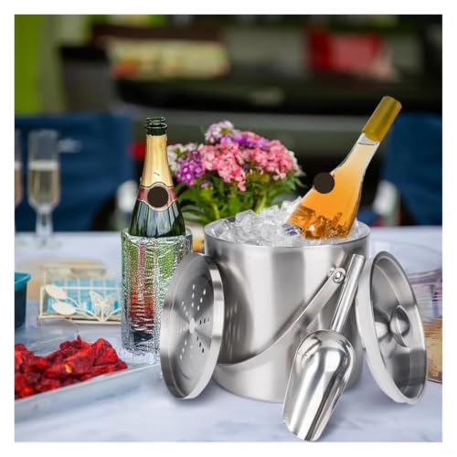 Cubitera de acero inoxidable de 4L con doble pared térmica, tapa y cuchara 5