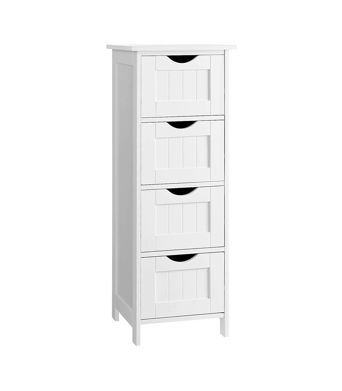 VASAGLE Bathroom Floor Storage Cabinet, Bathroom Storage with 4 Drawers, Bathroom Cabinet Freestanding, 30 x 30 x 82 cm, Modern Style, White LHC40W