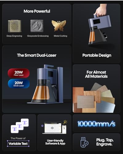 LaserPecker LP5 20W Fiber and Diode Dual Laser Engraver 10X Faster 0 0027mm Precision for - image 8