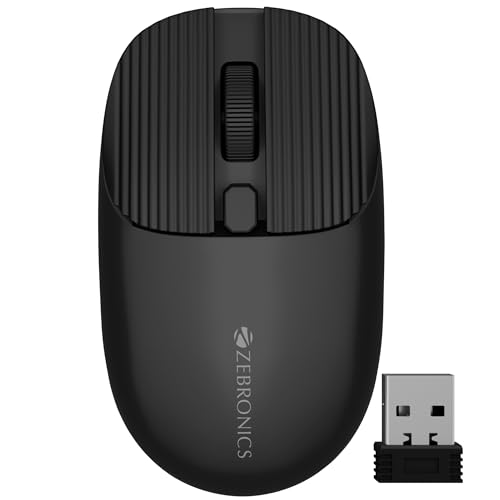 ZEBRONICS Freego Pro Wireless Mouse, Dual Mode 2.4GHz + BT, Upto 1600 DPI, 4 Buttons, USB Nano Receiver, High Precision, Ergonomic Design (Black)