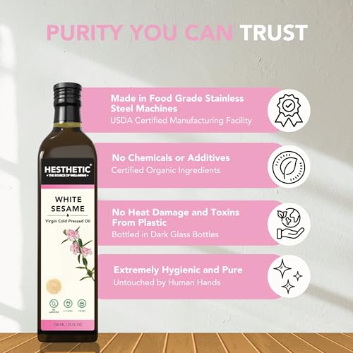 Hesthetic - Edible Cold Pressed White Sesame Seed (Gingelly) Oil | 500ml | Til Ka Tel | Rich in Healthy Fats, Ideal for Cooking, Frying & Salad... - Image 5