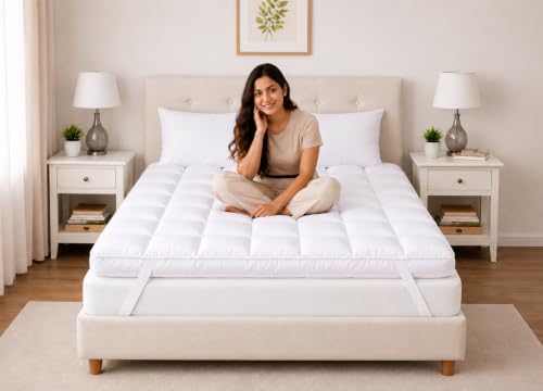 Image of 3000 GSM King Size Finest Imported Super Microfiber Mattress Padding /Topper- White (72 inchX78 inchinch)