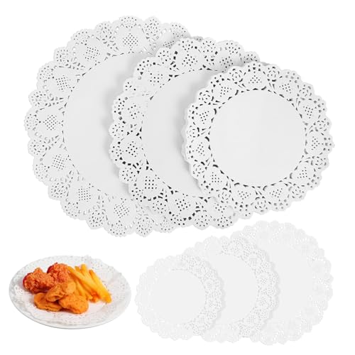 Unomor Versatile Kitchen Accessory 300 Sheets of Paper Doilies Lace Edges for Cooking Baking and Serving