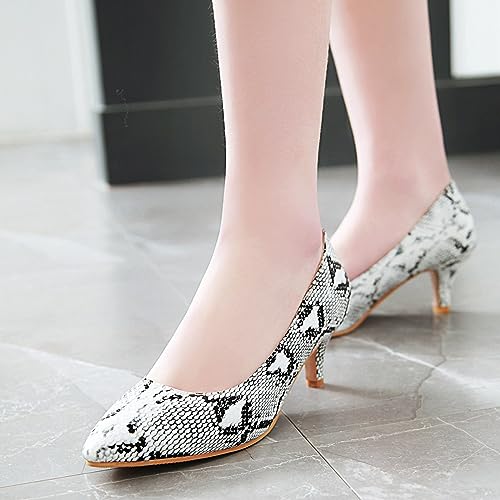 Snakeskin Kitten Heels Womens Pointed Toe Court Shoes4