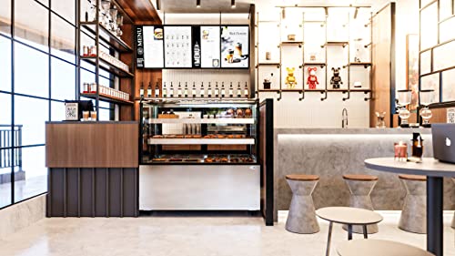 Image of KoolMore 14 Cu.Ft. Dry Bakery Display Case with Adjustable Glass Shelves, LED Lighting, and Front Curved Protection, Non-Refrigerated for Pastry, Coffee Shop, Restaurant, Store Use (BDC-13C), Silver