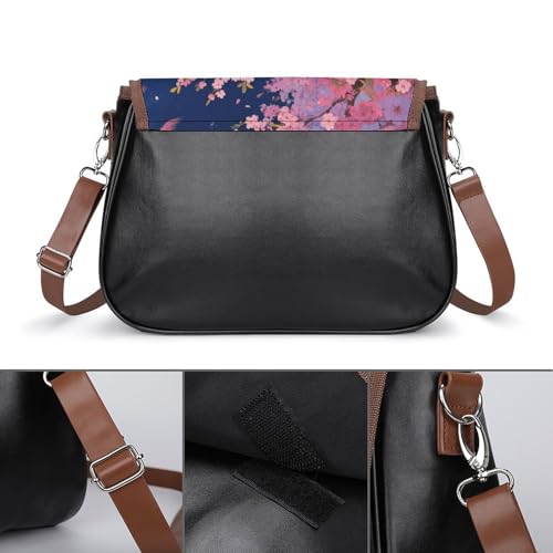Asian Cherry Blossom Crossbody Bags for Women Removable Straps And Zipper Closure Leather Shoulder Bags Womens Handbags Clutch Purse3