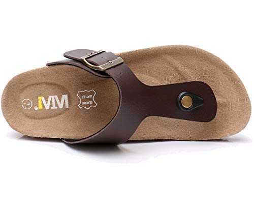Image of WTW Men's Cork Footbed Sandals Slip on Beach Slide Slipper Shoes with Adjustable Metal Buckle Strap for Men Causal Style
