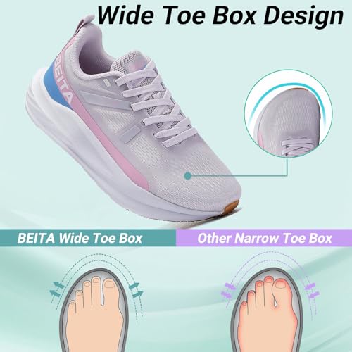 Image of Beita Women's Width Toe Box Walking Shoes|Wedge Running Athletic Tennis Shoes with Rubber Outsole|Fashion Platform Sneakers Non-Slip Thick Anti Slip Breathable Cushion Leisure Work