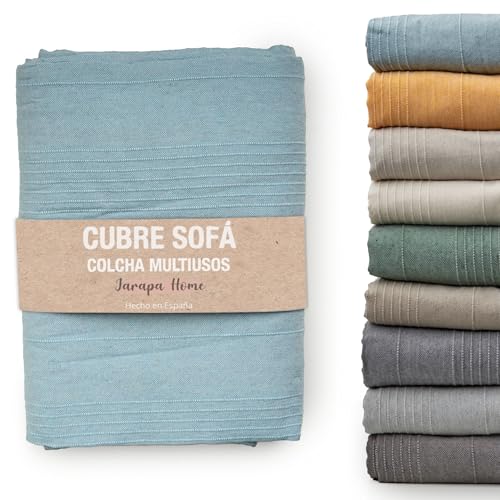 Colcha cama y colcha multiusos para sofás, colchas blancas. Plaid multiusos, cubre sofá, tejido resistente y de calidad, hecho en España. Colchas cama 150 modernas, 135, 90. (Azul, 140x180 cm)