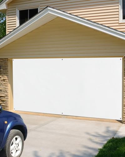 image for T&H XHome Garage Door Cover 7x8 FT, Solid Color White Garage Door Cove