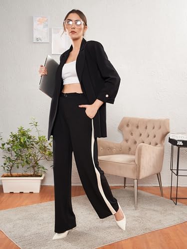 Image of Sassafras worklyf Women's Blazer Regular Fit Full Sleeves Longline Front Open Show Pocket - Casual Workwear Blazers