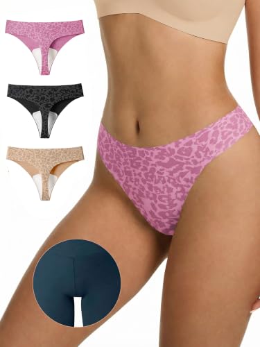 Image of LUCKMEEY Cotton Thongs for Women Seamless Thongs for Women No Show Thong Panty Liners Workout G-String Thongs Underwear