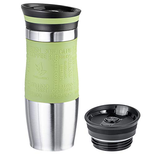 WELLGRO Vaso térmico de 400 ml + 1 tapa extra – Acero inoxidable – Mango de silicona suave al tacto – libre de BPA… - Imagen 3