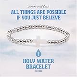 Holy Water Inspirational Stretch Bracelet For Women 3 Colors Options (Silver)