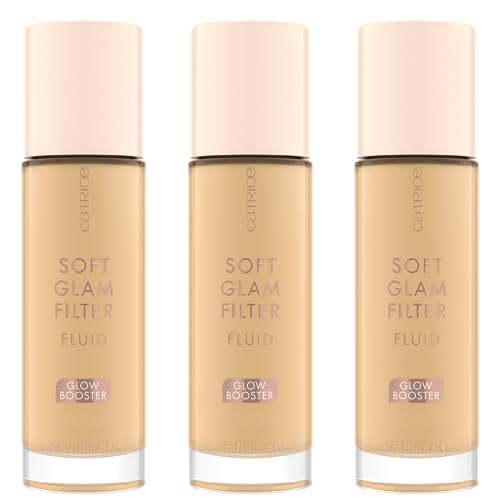 Catrice Soft Glam Filter Fluid, Basis, Nr. 020, Nude, Nutre, Natural, Brillante, Radiante, Vegano, Sin Aceite, Sin Perfume, Sin Alcohol, Pack de 3 (3 x 30 ml)