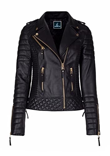 Women's Lambskin Leather Jacket – Genuine Leather, Slim Fit Zip-Up Coat, Outerwear Jacket