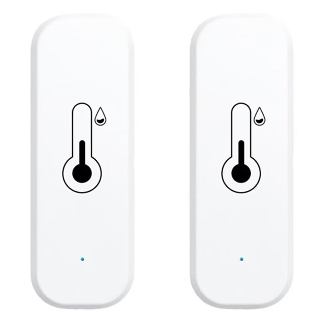 WiFi & Bluetooth Temperature and Humidity Sensor,No Hub Required,Compatible with Alexa and Google Home,for Home, Baby Rooms,Greenhouses Accessories, Garages, Office 2Pack(No Include Battery)