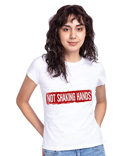 KEOTIWomen's Polycotton Printed T-Shirts (Color: White||Size - Small||Let's TAKE A Part to Stop Global CORONAVIRUS)