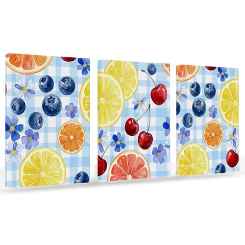 3Piece Canvas Wall Art for Living Room, Summer Fruity Wall