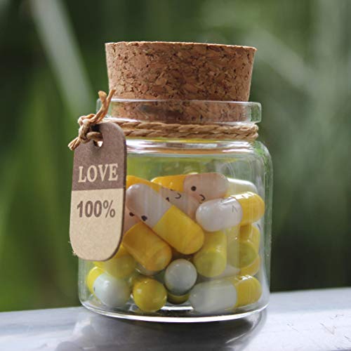 Image of INFMETRY Capsule Letters Message in a Bottle Glass Favor Bottle (Yellow)