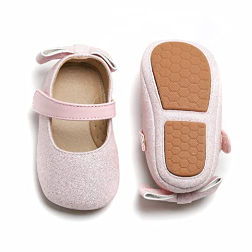 Felix & Flora Soft Sole Leather Gold Baby Shoes - Infant Baby Walking Shoes Moccasins - Rubber Sole Crib Shoes(Light Pink,2.5-3 Years)