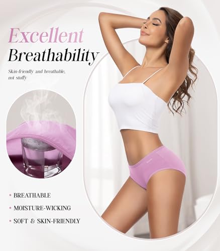 TANSTC Baumwoll Hipster Slips Damen 6er-Pack, Niedrige Taille, Atmungsaktive Sportunterwäsche - Damen Unterwäsche XS 4