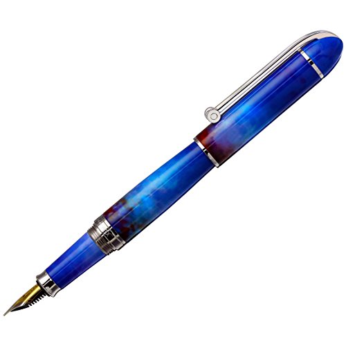 Xezo “O Sole Mio” Hand Enameled Platinum Plated Brass Serialized Fine Fountain Pen. Screw-On Cap, Multicolor (O Sole Mio F) #TOP1