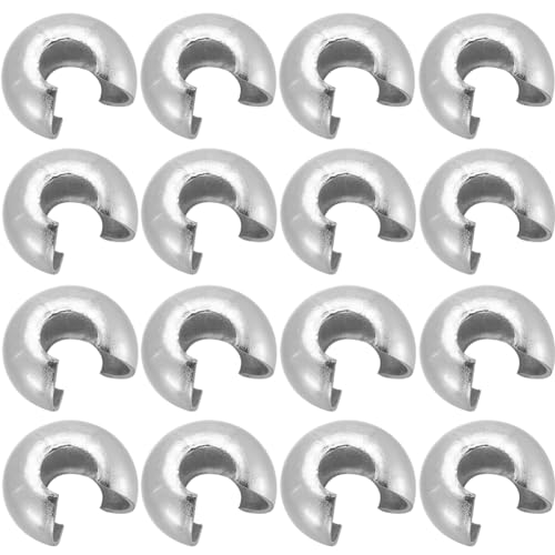 SUNNYCLUE 1 Box 120Pcs 4mm Crimp Bead Covers Half Round Open Crimp Beads Knot Cover Small Metal End Caps Stainless Steel Spacer Beads Cover for Jewellery Making DIY Crafts Bracelets Necklace Adults