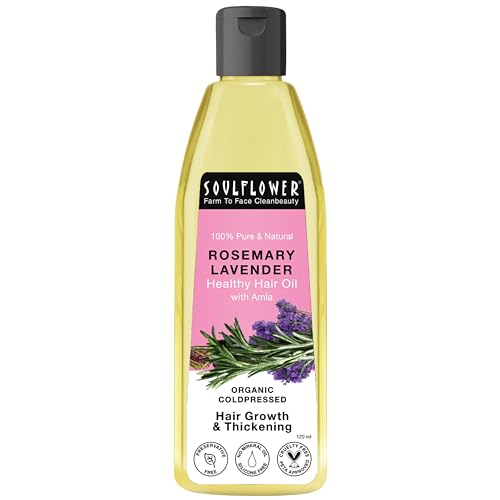 Soulflower Rosemary Lavender Oil for Healthy Hair, Scalp - 100% Pure & Natural Undiluted Coldpressed Oil, 4.00 Fl Oz