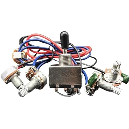 ギターワイヤーハーネスキット エレキギター配線済み配線ハーネス、3ウェイトグルスイッチ、2V2Tポット、ボリュームトーンコントロール、6.35ジャック、LPギター用