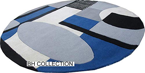 Image of Classical Look Embossed Curved Handmade Tufted Woolen Thick Plain Round Carpet for Bedroom Hall Size 8x8 feet (240X240 cm Round) Multi