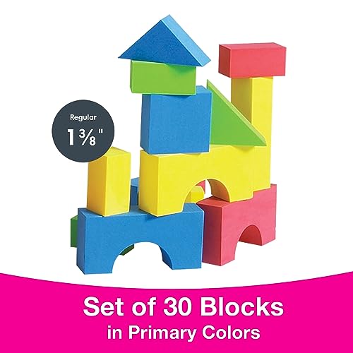 Image of Edushape Color Soft Baby Blocks for Toddlers 1-3, 30 Pieces Regular Size Re-usable Bag - Edu-Blocks Soft Blocks Foam Blocks - Stacking Blocks Building Blocks for Daycares and Preschools