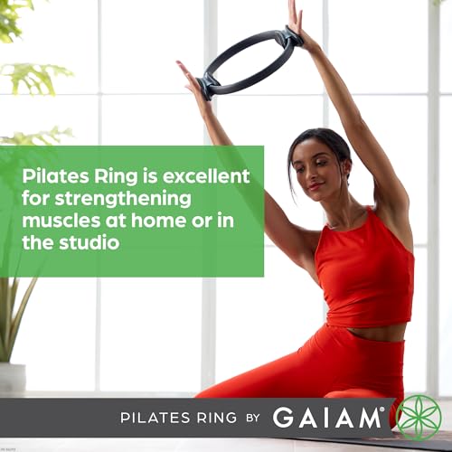 Image of Gaiam Pilates Ring Fitness Circle, Toning Arms, Legs & Core | 15 inch Magic Circle | Foam Padded Handles | Lightweight & Flexible | Home & Studio | Includes Exercise Guide