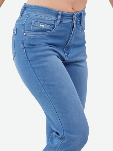 Image of FCK-3 Stretchable Denim High Rise Straight Fit Full Length Classic Jeans for Women