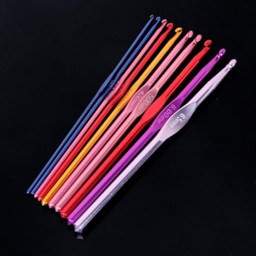 Image of VIRADHAM 22-Piece Mixed Aluminum & Steel Crochet Hooks Set - Ergonomic Handles, Knitting & Weaving Needles for Yarn, Crafting Tools with Zipper Case (22 Pcs Multicolor)