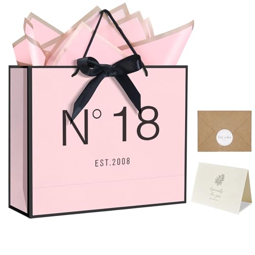 QLSKO 13' Birthday Gift Bag with Card Envelope Sticker Bow Ribbon and...