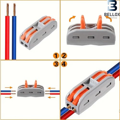 Image of Bellox 18 Pcs Lever Wire Cable Connectors, 2 in 2 Out Electrical Splice Inline Terminals, 24-12 AWG Push Type Quick Splice Lock Compact Wire Jointer Conductor For Home, Electrician Use