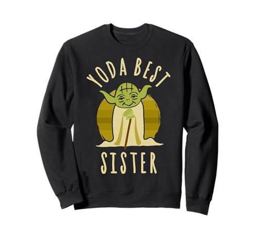 Sweat Star Wars Yoda Best Sister sweat-shirt en coton col rond imprimé de couleur grise pour femme