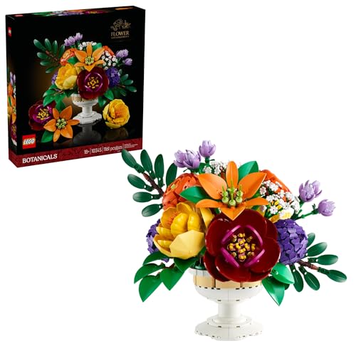 LEGO Botanicals Flower Arrangement Artificial Flowers Building Set - Decor for Table Display - Gift for Birthdays - Unique Bouquet for Adults, Ages 18+ - 10345