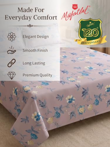 Image of Mafatlal 130 GSM Pearl Double Size Bedsheet with 2 Pillow Covers | 90 x 100 Inches | Soft Microfiber Fabric | Lightweight, Quick Dry, Color Lock, Smooth Finish for Everyday Comfort | Lavender Floral