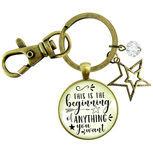 Gutsy Goodness PRKEYW005519 Inspirational Keychain This Is The Beginning Of Anything Life Mantra Star Jewelry Gift cover