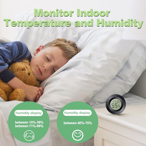 Dictien Mini Hygrometer Digital, ℃/℉ Verstellbar, 6pcs, Schwarz, Freistehend, Für Haus, Schule, Weinkeller, Gewächshaus, Keller, Lager